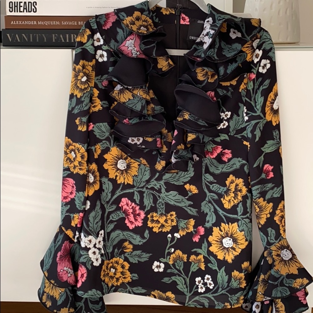 C/MEO Collective Floral Ruffle Blouse